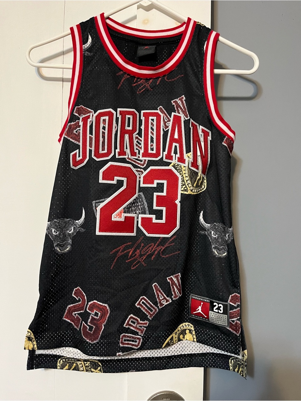 Kids Jordan Black and Red '23  Basketball Jersey